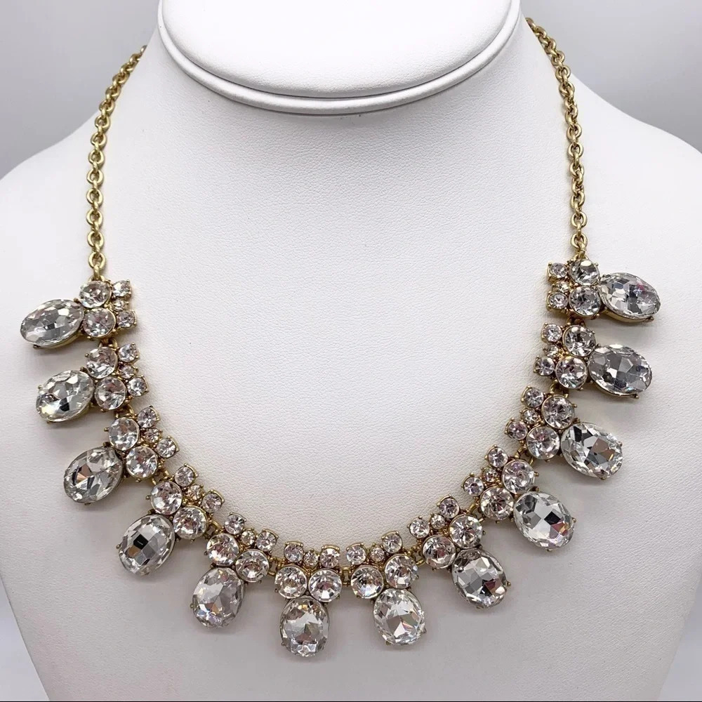 J. Crew Faceted Crystal Gold Necklace